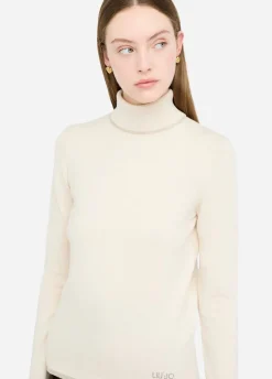 Liu Jo Pull à col roulé avec détails en Lurex®|Femme Mailles
