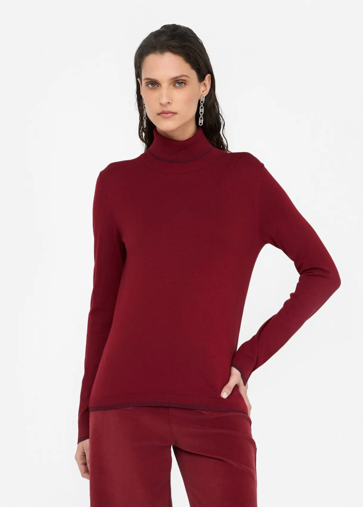 Liu Jo Pull à col roulé avec détails en Lurex®|Femme Mailles