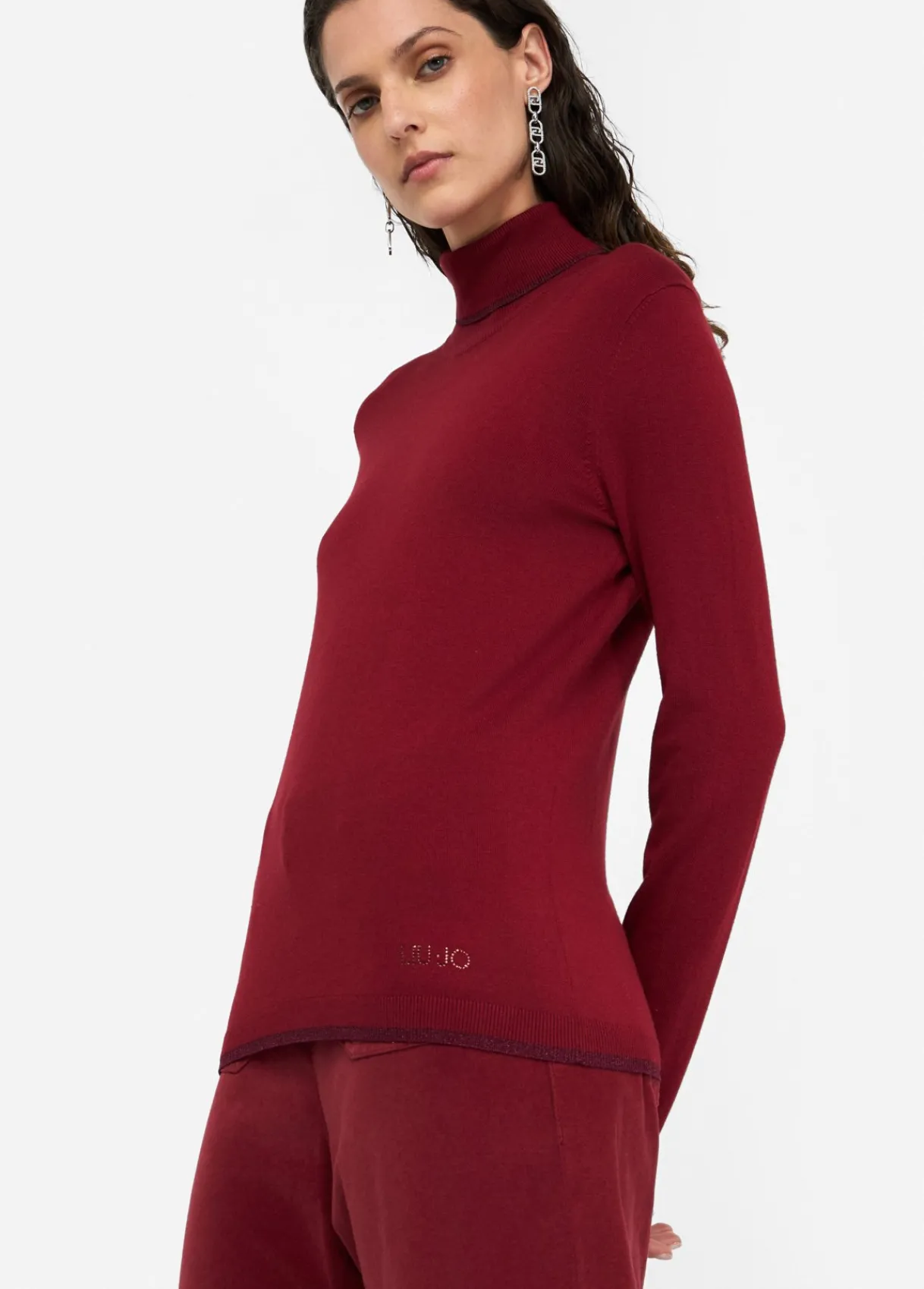 Liu Jo Pull à col roulé avec détails en Lurex®|Femme Mailles