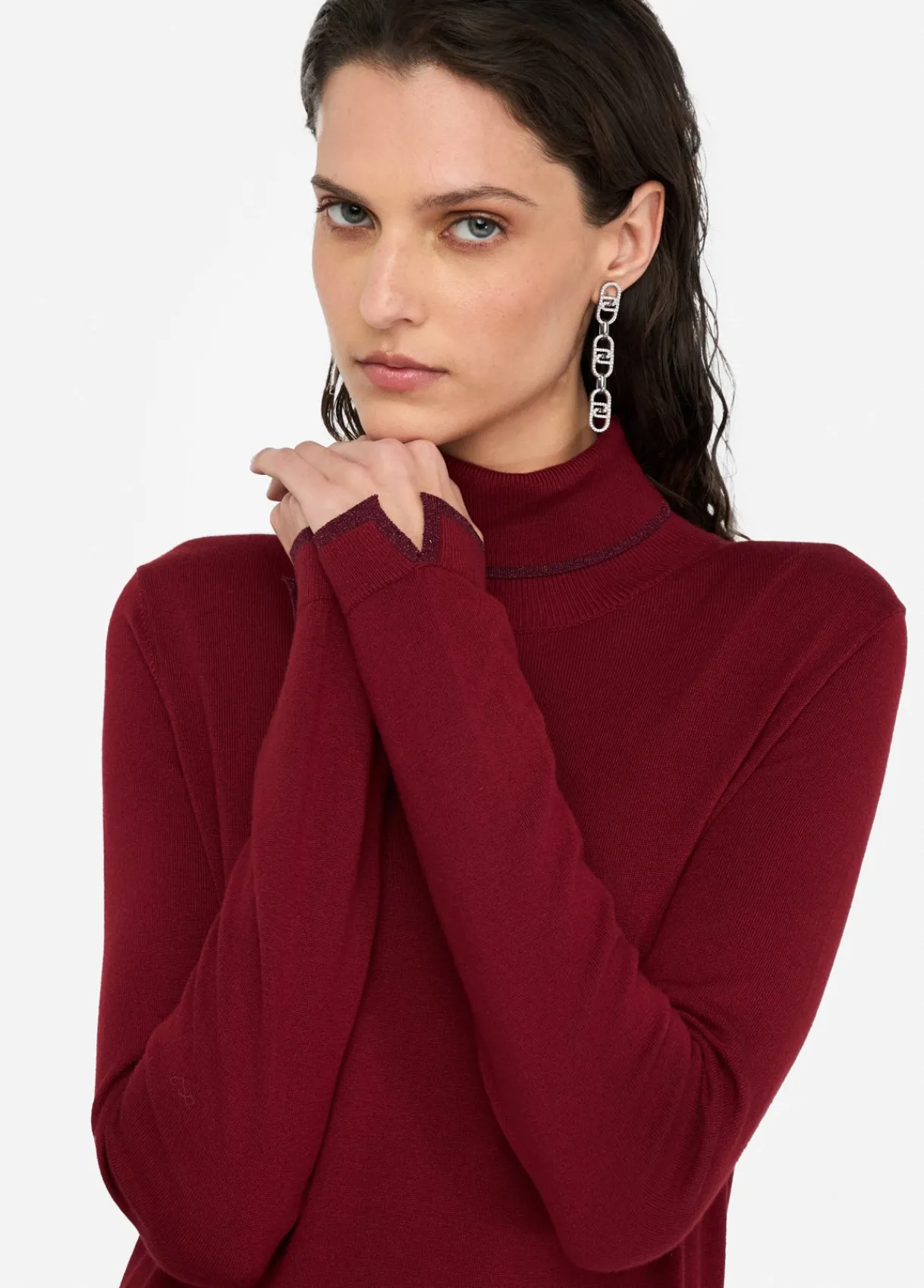 Liu Jo Pull à col roulé avec détails en Lurex®|Femme Mailles