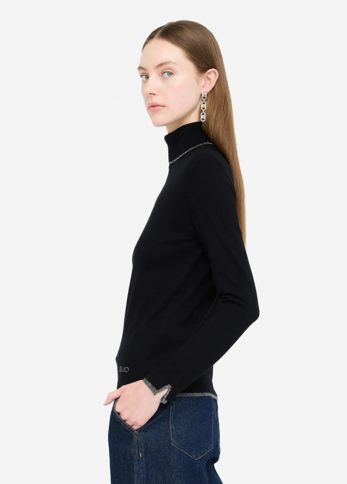 Liu Jo Pull à col roulé avec détails en Lurex®|Femme Mailles