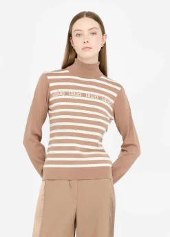 Liu Jo Pull à col roulé avec rayures|Femme Vêtements De Sport|Mailles