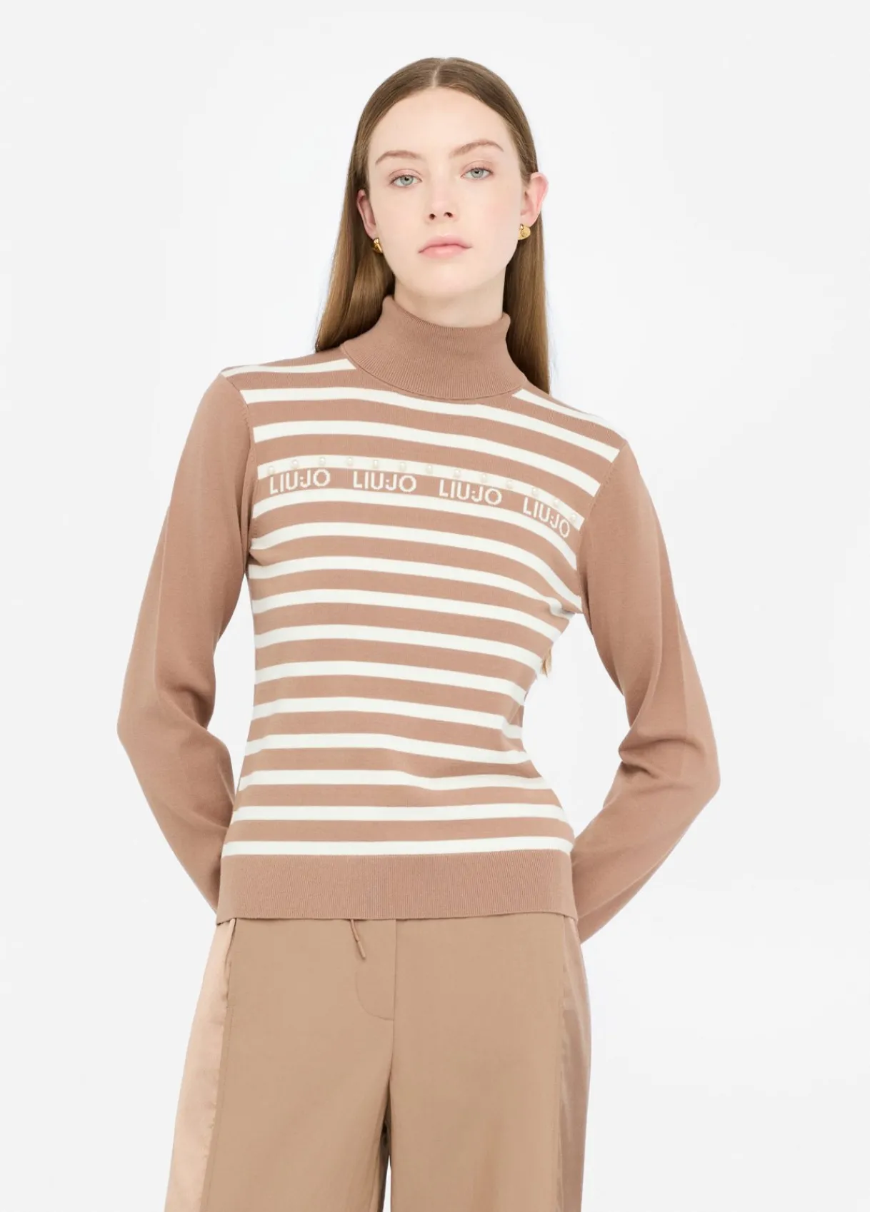 Liu Jo Pull à col roulé avec rayures|Femme Vêtements De Sport|Mailles