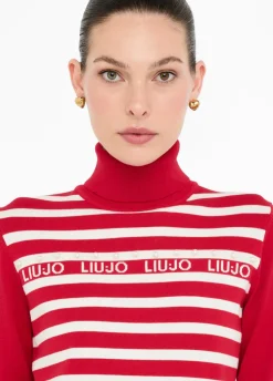 Liu Jo Pull à col roulé avec rayures|Femme Vêtements De Sport|Mailles