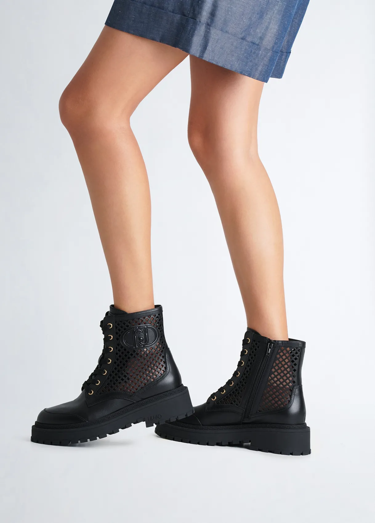 Liu Jo Rangers en cuir ajouré|Femme Bottes Et Bottines