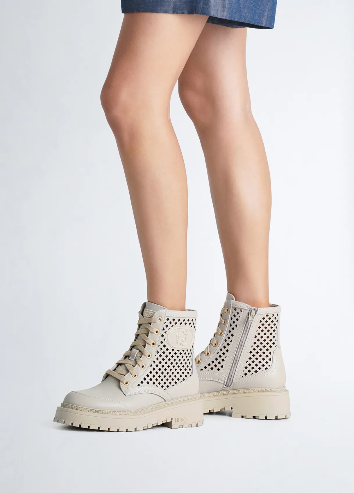 Liu Jo Rangers en cuir ajouré|Femme Bottes Et Bottines