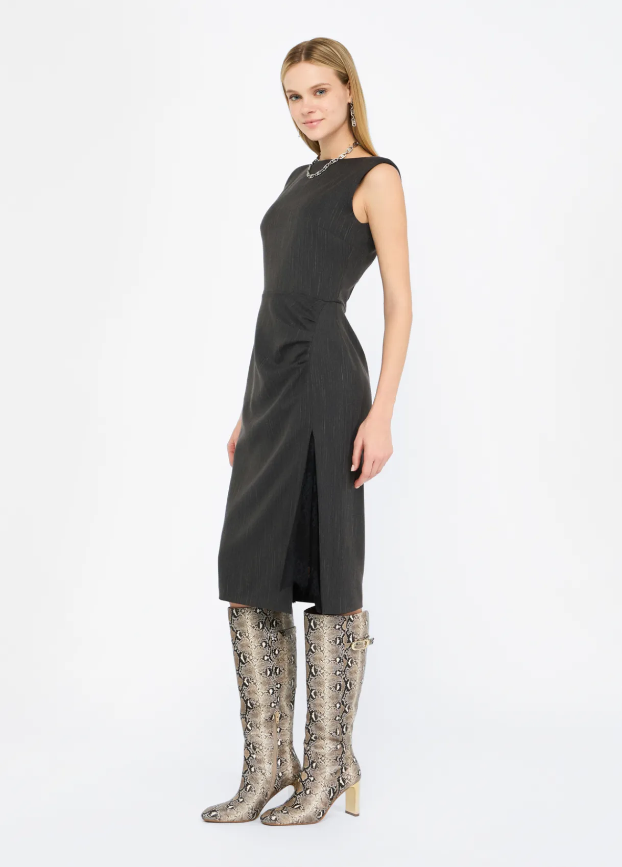 Liu Jo Robe à rayures craie avec dentelle|Femme Robes