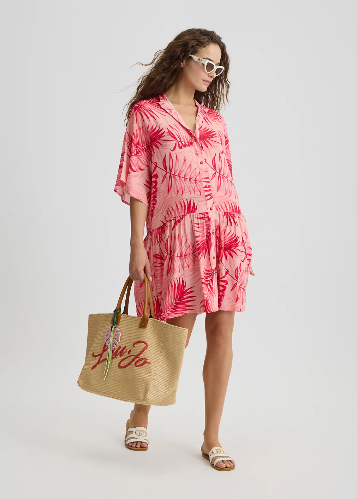 Liu Jo Robe chemisier avec imprimé palmier|Femme Mode Plage|Robes