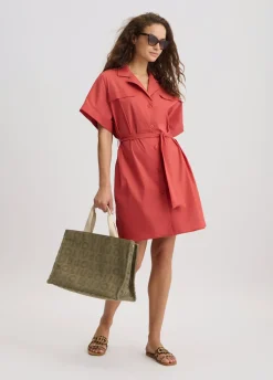 Liu Jo Robe chemisier en coton|Femme Mode Plage|Robes