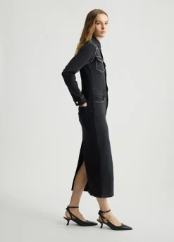 Liu Jo Robe chemisier en toile denim avec clous|Femme Robes