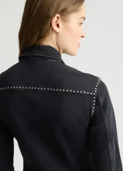 Liu Jo Robe chemisier en toile denim avec clous|Femme Robes