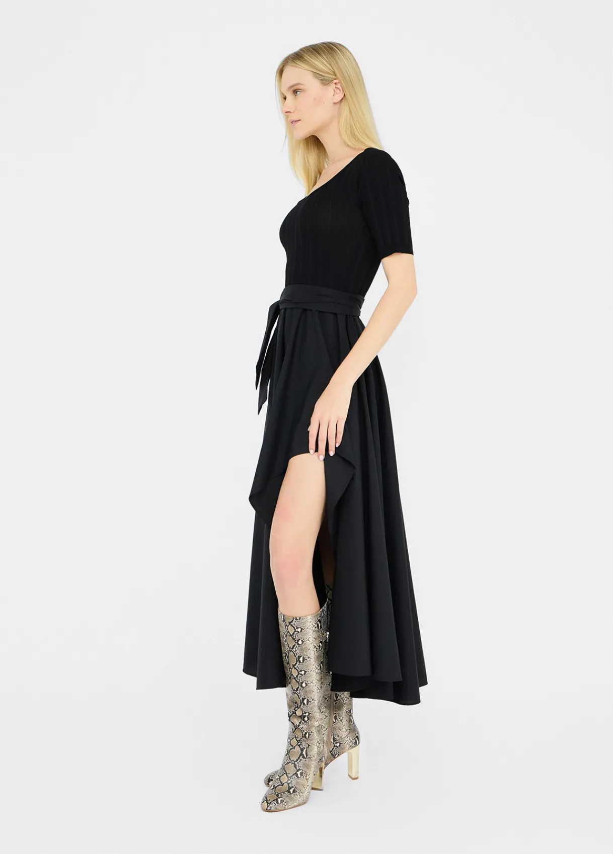 Liu Jo Robe courte en maille et popeline|Femme Mailles|Robes