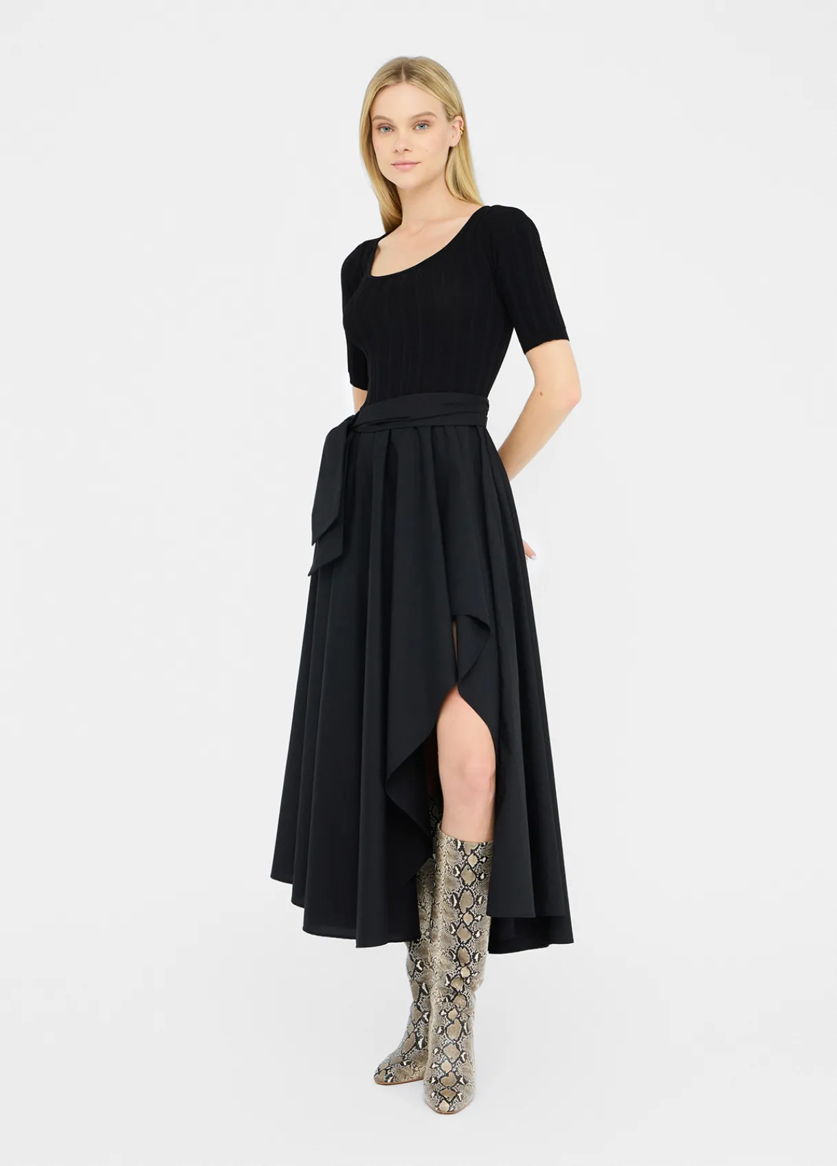 Liu Jo Robe courte en maille et popeline|Femme Mailles|Robes