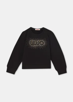 Liu Jo Robe en coton avec logo et strass|Enfant Pull Et Sweatshirts