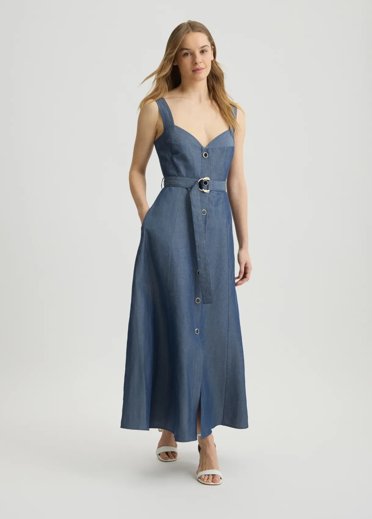 Liu Jo Robe en lin avec ceinture|Femme Robes