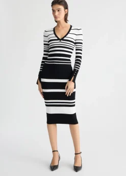 Liu Jo Robe en tricot à rayures|Femme Mailles|Robes