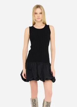 Liu Jo Robe longue en maille et popeline|Femme Mailles|Robes