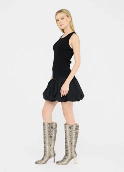 Liu Jo Robe longue en maille et popeline|Femme Mailles|Robes