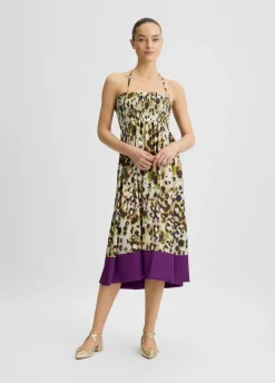 Liu Jo Robe midi en satin imprimé|Femme Mode Plage|Jupes