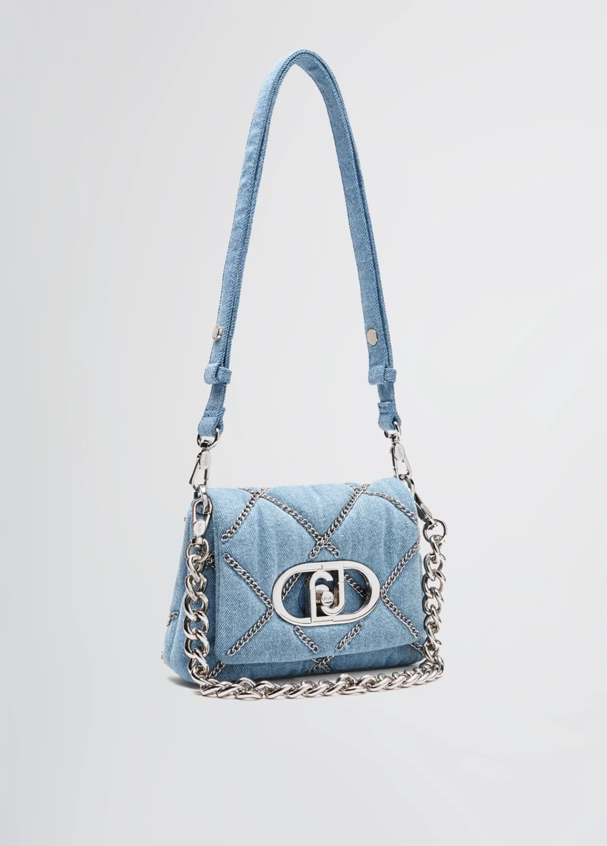 Liu Jo Sac petit format LaPuffy en toile denim avec chaînes|Femme Sac Bandoulière|Lapuffy