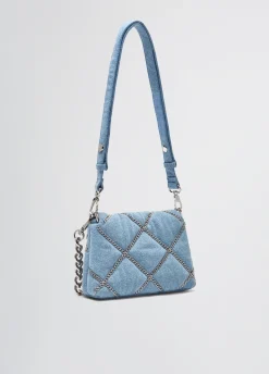 Liu Jo Sac petit format LaPuffy en toile denim avec chaînes|Femme Sac Bandoulière|Lapuffy