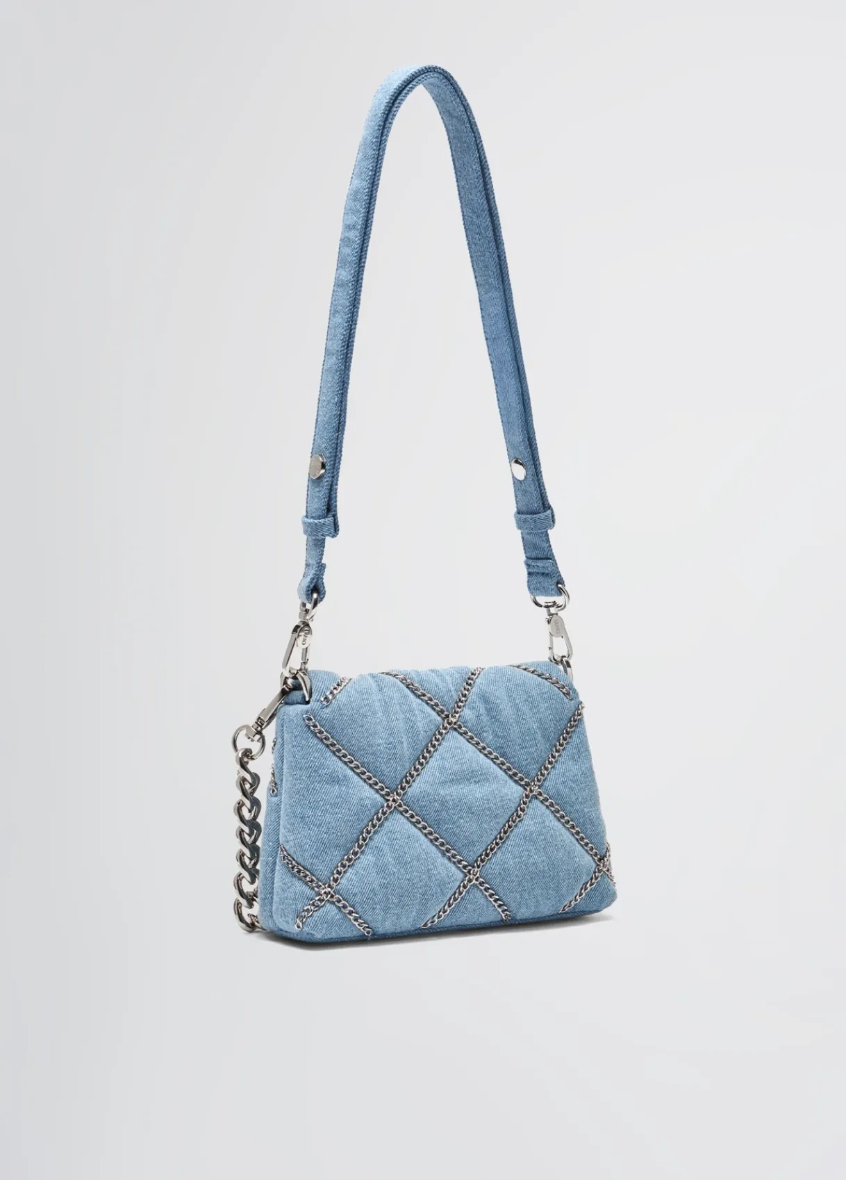 Liu Jo Sac petit format LaPuffy en toile denim avec chaînes|Femme Sac Bandoulière|Lapuffy
