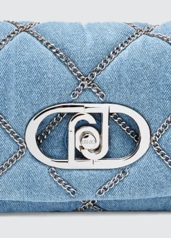 Liu Jo Sac petit format LaPuffy en toile denim avec chaînes|Femme Sac Bandoulière|Lapuffy