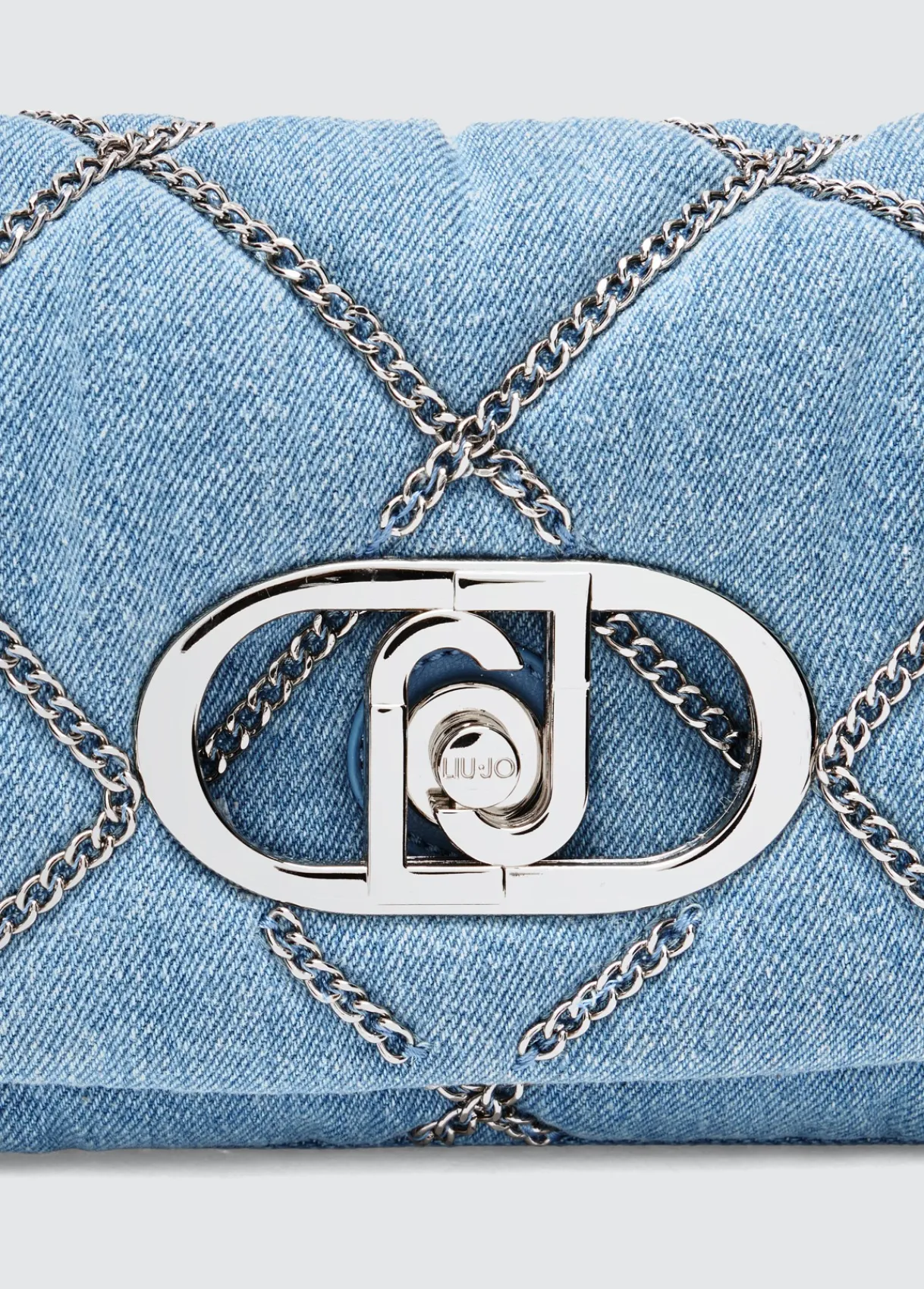 Liu Jo Sac petit format LaPuffy en toile denim avec chaînes|Femme Sac Bandoulière|Lapuffy