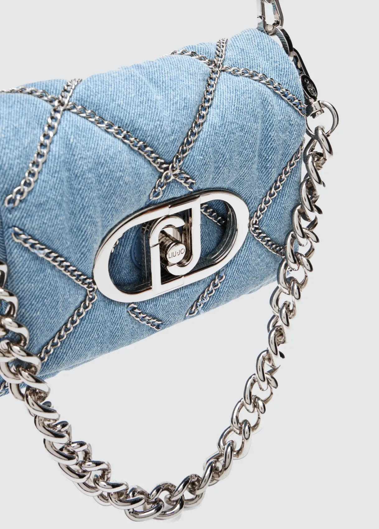 Liu Jo Sac petit format LaPuffy en toile denim avec chaînes|Femme Sac Bandoulière|Lapuffy