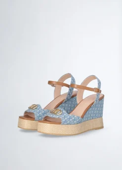 Liu Jo Sandales compensées en denim monogramme|Femme Sandales