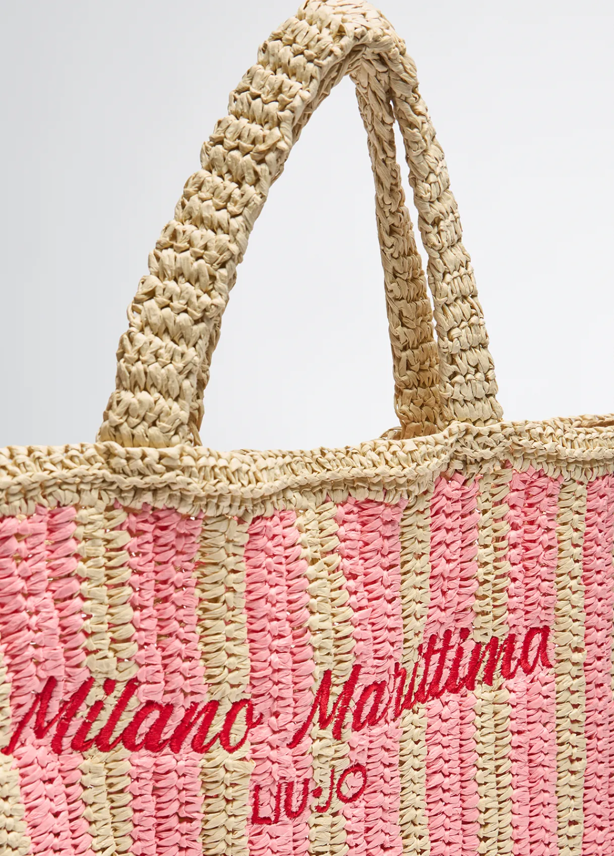 Liu Jo Shopper format moyen en raphia à rayures|Femme Sac Shopper|Mode Plage