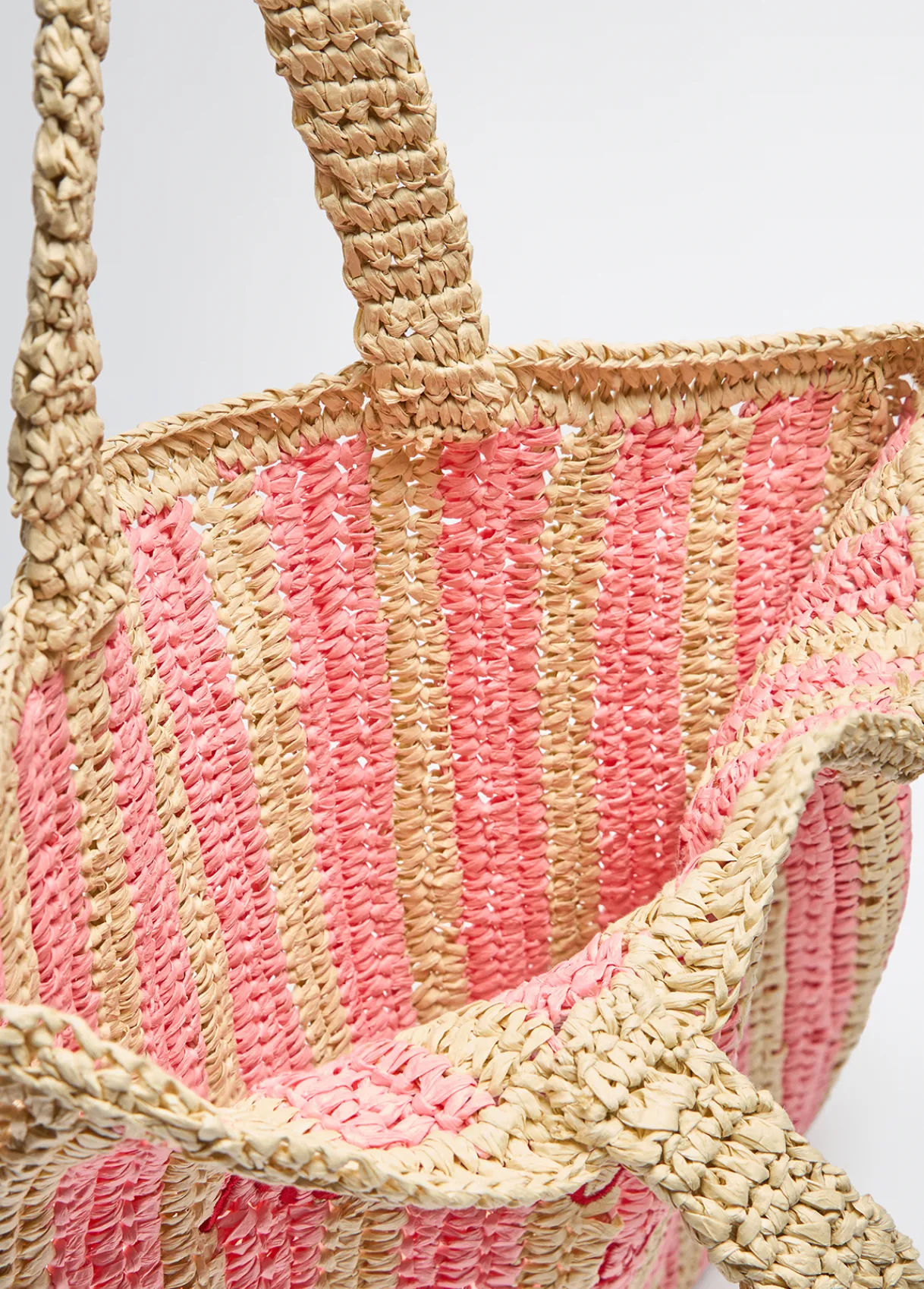Liu Jo Shopper format moyen en raphia à rayures|Femme Sac Shopper|Mode Plage