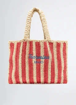 Liu Jo Shopper format moyen en raphia à rayures|Femme Sac Shopper|Mode Plage