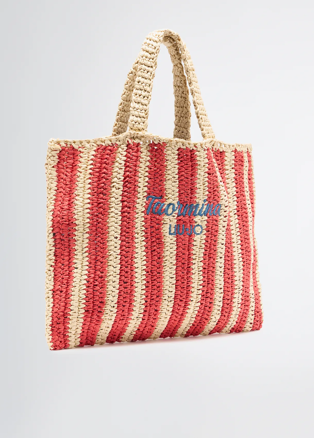 Liu Jo Shopper format moyen en raphia à rayures|Femme Sac Shopper|Mode Plage