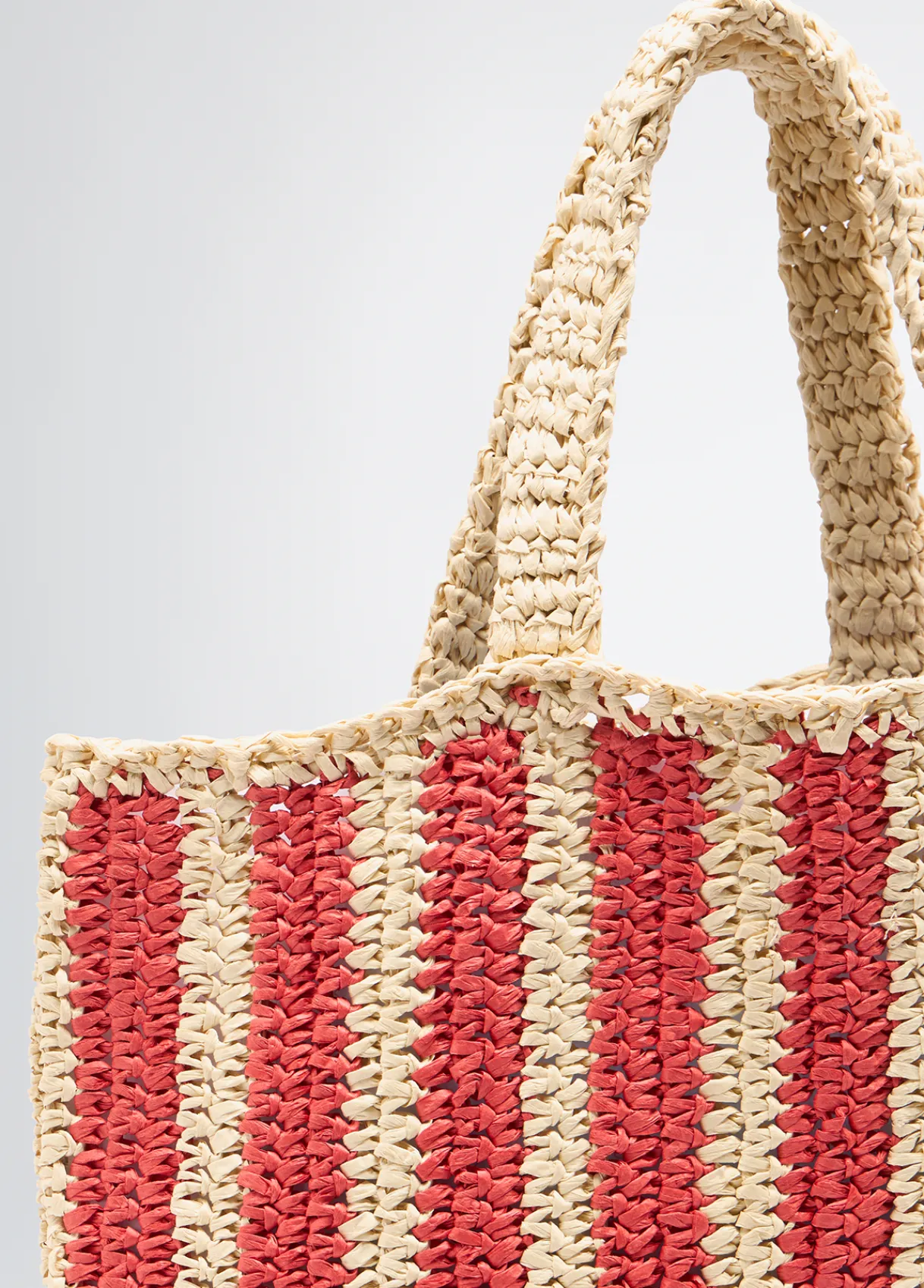 Liu Jo Shopper format moyen en raphia à rayures|Femme Sac Shopper|Mode Plage