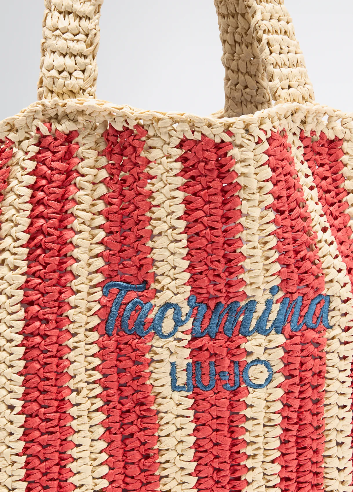 Liu Jo Shopper format moyen en raphia à rayures|Femme Sac Shopper|Mode Plage