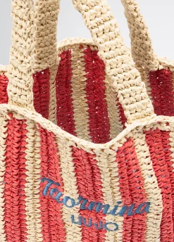 Liu Jo Shopper format moyen en raphia à rayures|Femme Sac Shopper|Mode Plage