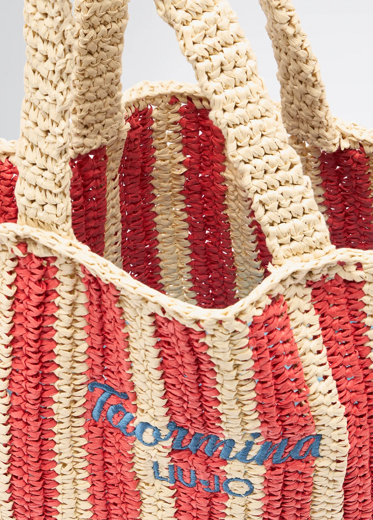 Liu Jo Shopper format moyen en raphia à rayures|Femme Sac Shopper|Mode Plage