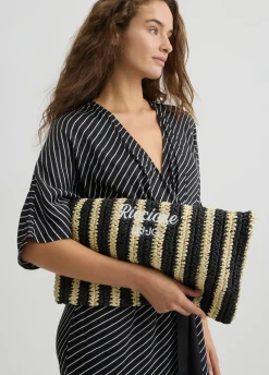 Liu Jo Shopper format moyen en raphia à rayures|Femme Sac Shopper|Mode Plage