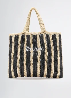 Liu Jo Shopper format moyen en raphia à rayures|Femme Sac Shopper|Mode Plage