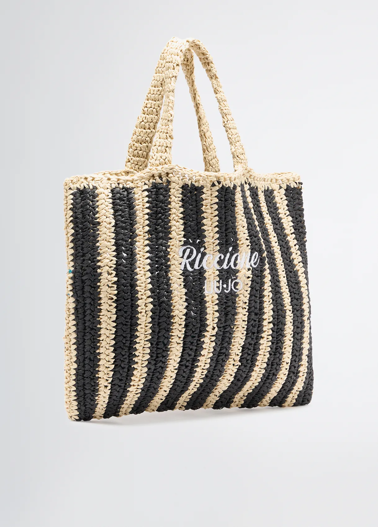 Liu Jo Shopper format moyen en raphia à rayures|Femme Sac Shopper|Mode Plage