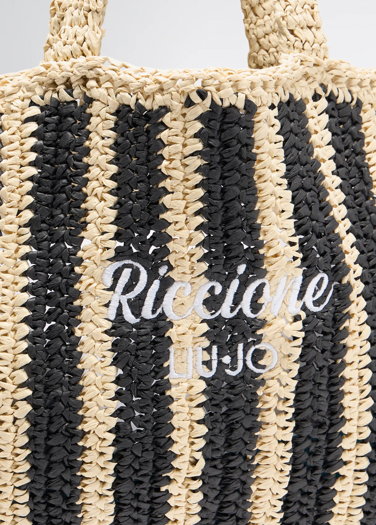 Liu Jo Shopper format moyen en raphia à rayures|Femme Sac Shopper|Mode Plage