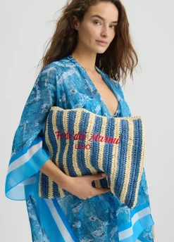 Liu Jo Shopper format moyen en raphia à rayures|Femme Sac Shopper|Mode Plage