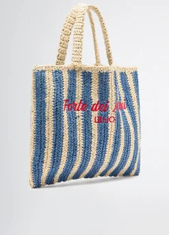 Liu Jo Shopper format moyen en raphia à rayures|Femme Sac Shopper|Mode Plage