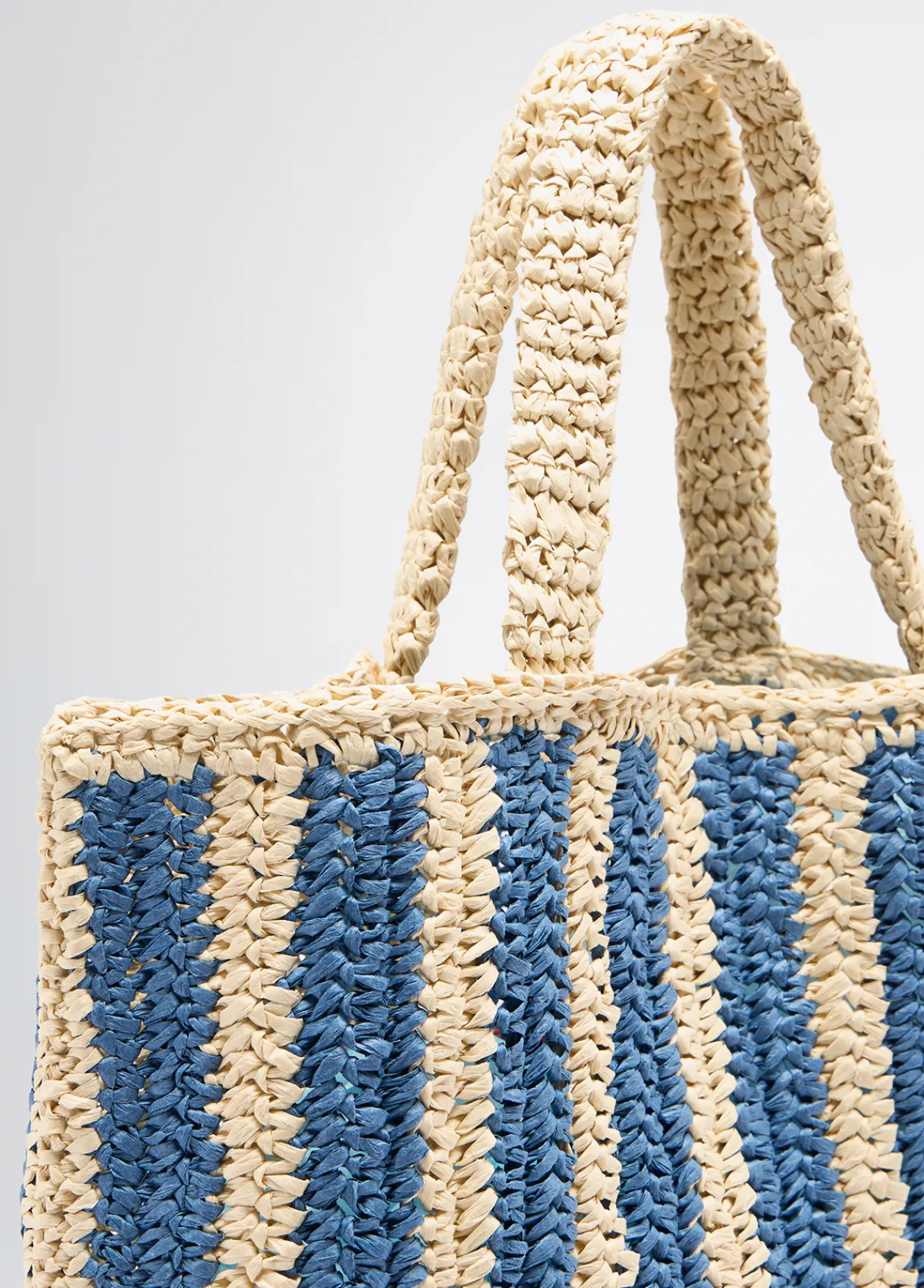 Liu Jo Shopper format moyen en raphia à rayures|Femme Sac Shopper|Mode Plage
