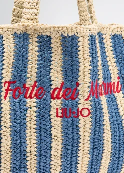 Liu Jo Shopper format moyen en raphia à rayures|Femme Sac Shopper|Mode Plage