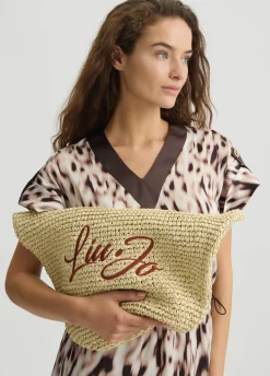 Liu Jo Shopper format moyen en raphia|Femme Sac Shopper|Mode Plage