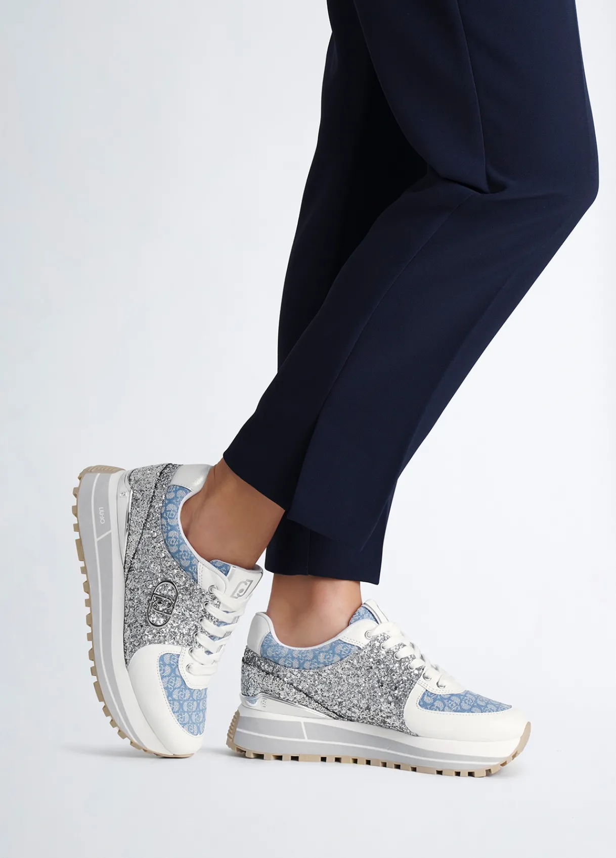 Liu Jo Sneakers en glitter et monogramme|Femme Sneakers