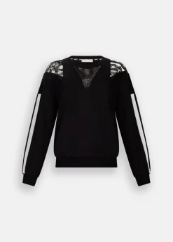 Liu Jo Sweat-shirt en coton avec dentelle|Femme Sweat-Shirts|Vêtements De Sport