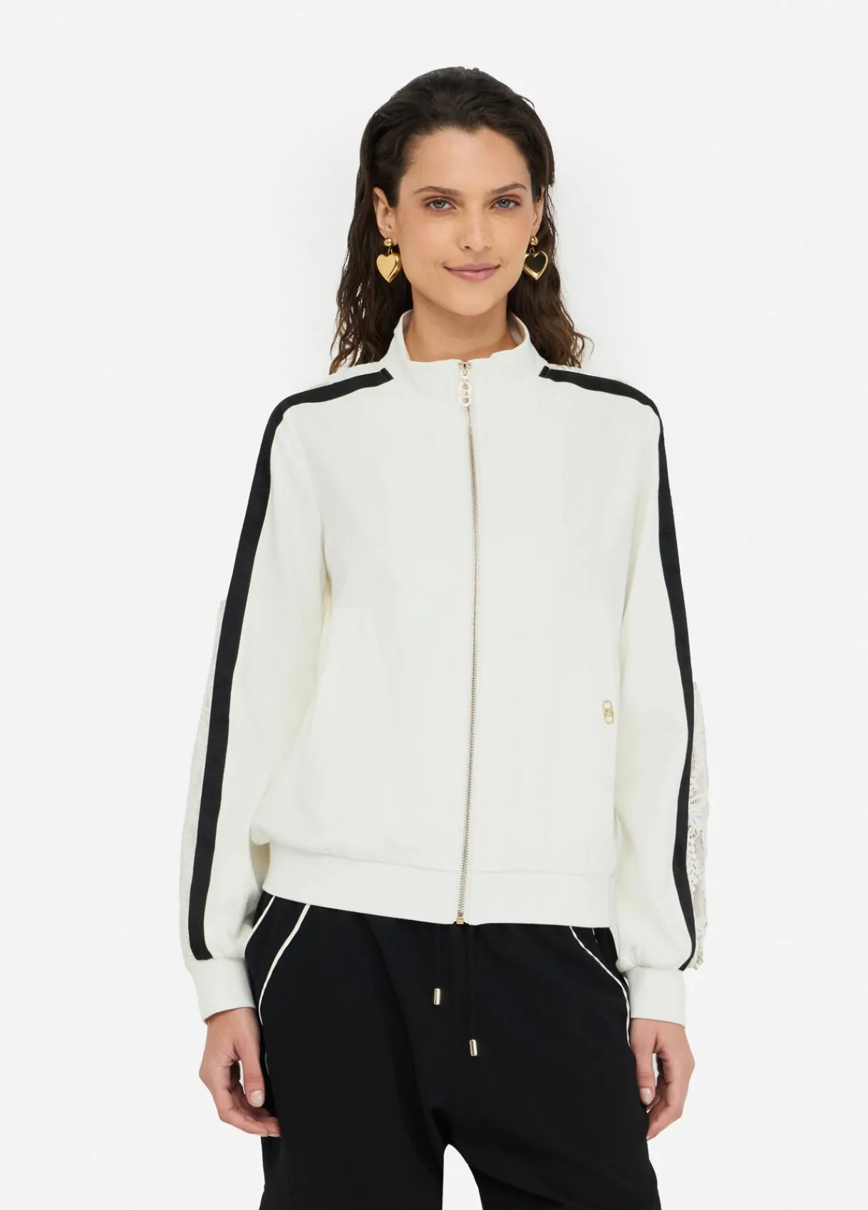 Liu Jo Sweat-shirt en coton avec dentelle|Femme Sweat-Shirts|Vêtements De Sport